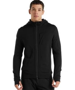 Icebreaker M's Merino Descender Long Sleeve Zip Jacket- Jet Heather