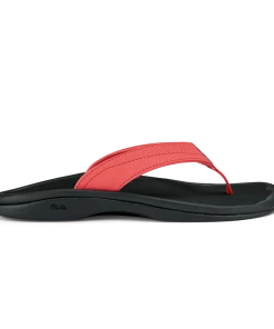 Olukai Footwear W's Ohana Sandals- Hot Coral/Black