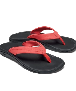 Olukai Footwear W's Ohana Sandals- Hot Coral/Black