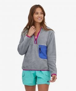 Vamosoutdoors W's Re-Tool 1/4 Zip P/O - Tailored Grey/Float Blue WOMENS