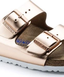 Birkenstock Arizona Leather Metallic Copper - Soft Footbed Footwear