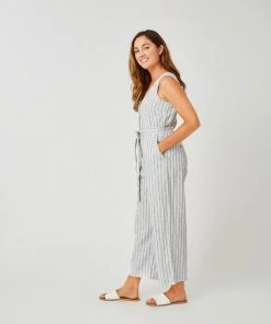 Vamosoutdoors W's Bonfire Jumpsuit- Navy Byron Stripe