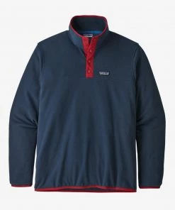 Patagonia M's Micro D® Snap-T® Fleece Pullover - New Navy W/Classic Red Sweaters