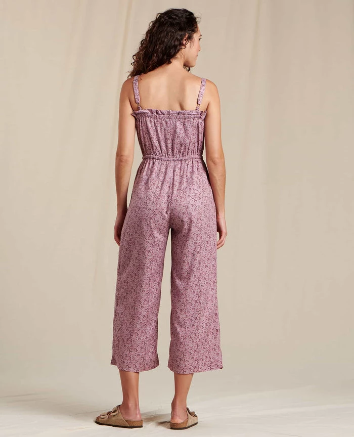 Toad&Co W's TAJ Hemp Strappy SL Jumpsuit- Faded Lilac Star Print WOMENS 2 Toad&Co W's TAJ Hemp Strappy SL Jumpsuit- Faded Lilac Star Print WOMENS