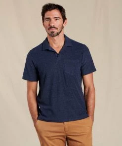 Toad&Co M's Eventide Terry SS Polo- True Navy