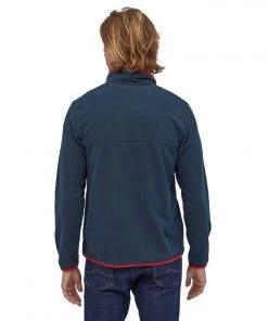 Patagonia M's Micro D® Snap-T® Fleece Pullover - New Navy W/Classic Red Sweaters