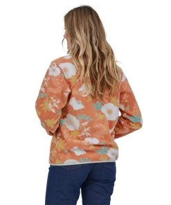 Patagonia WOMENS W's Lightweight Synchilla® Snap-T® Fleece Pullover - Flower Power Big: Toasted Peach