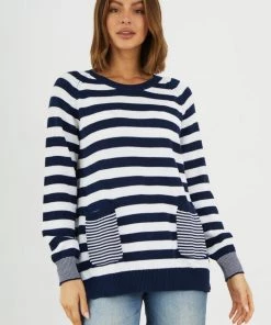 Zaket & Plover W's Nautical Stripe Sweater - Navy