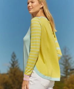 Zaket & Plover Stripe Play Sweater Aqua Combo