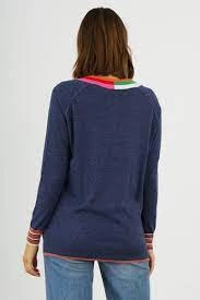 Zaket & Plover W's Stripe V Sweater - Denim WOMENS