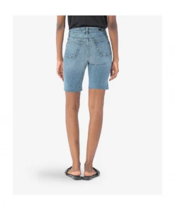 Kut Denim WOMENS Margot High Rise Long Short - Hidden Button Positive Wash
