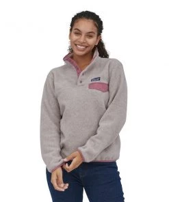 Patagonia W's Lightweight Synchilla® Snap-T® Fleece Pullover - Oatmeal Heather/ Light Star Pink WOMENS